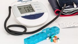 header image - blood pressure cuff and medication