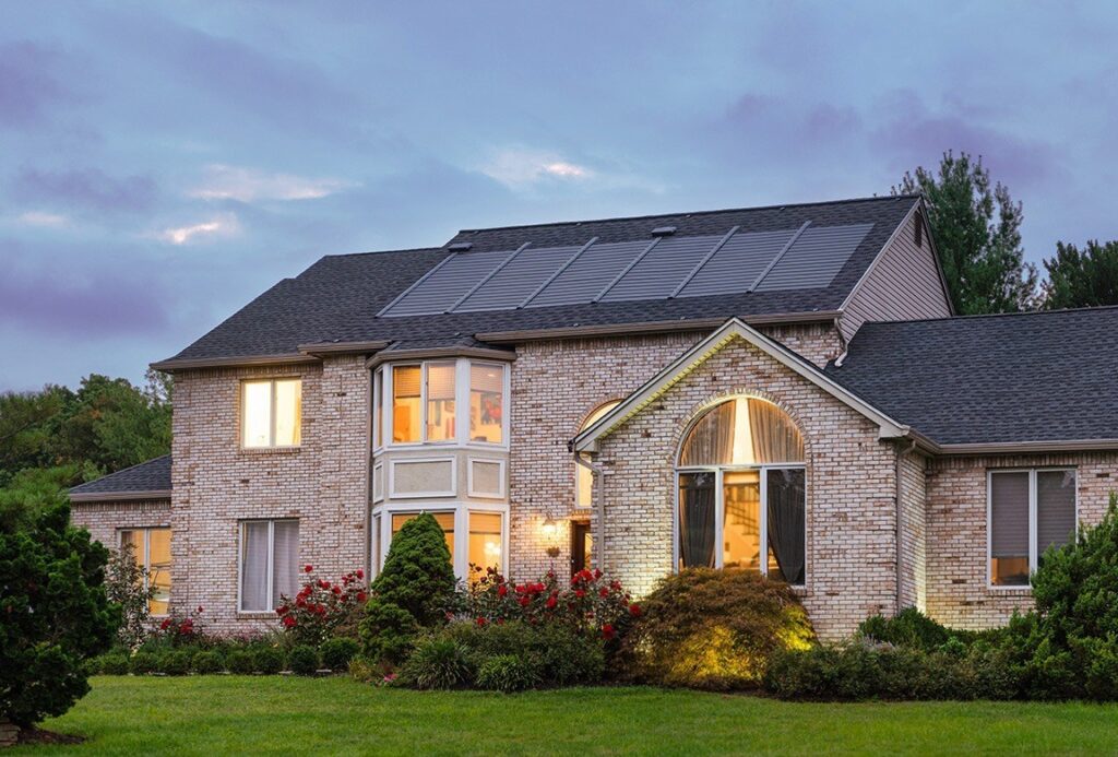 A house using GAF Energy's solar roof technology