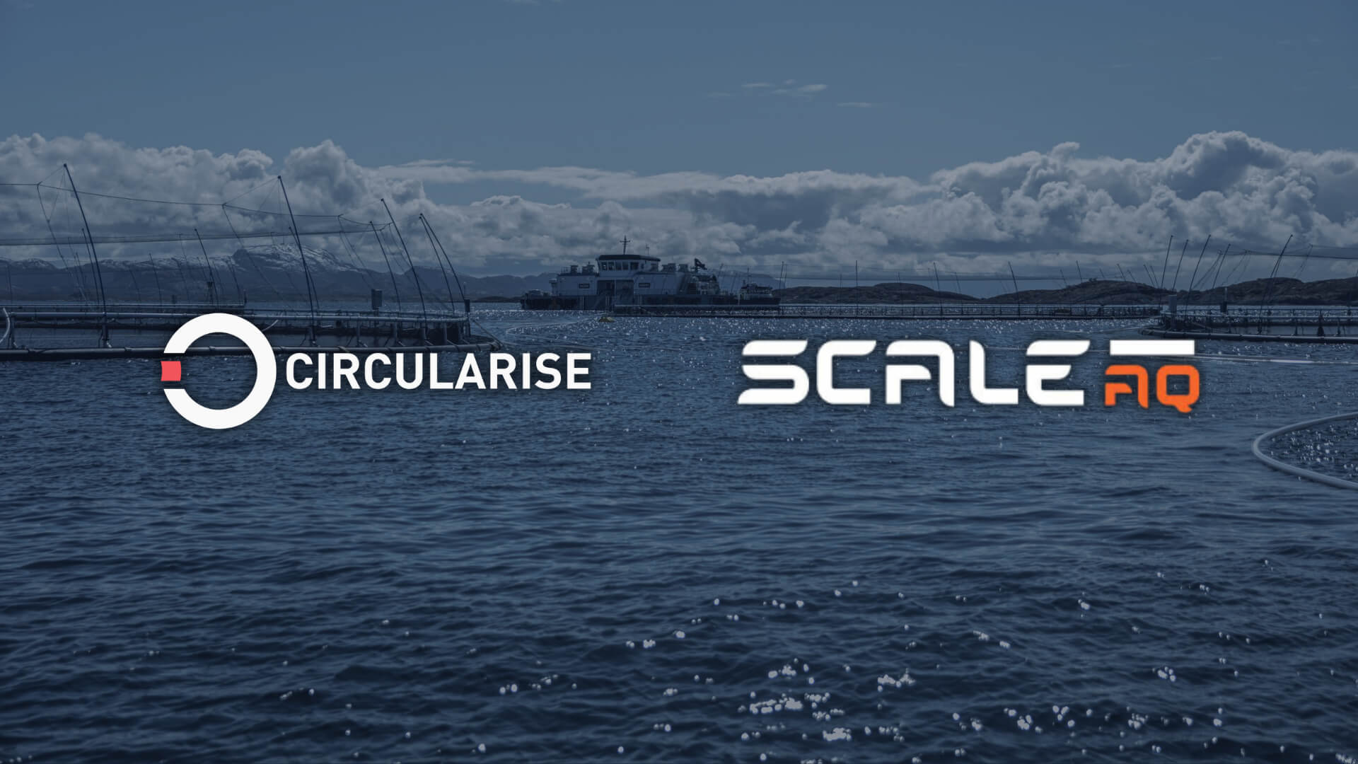 Logos of Circularise and SirkAQ overlaid on a serene fishing scene, symbolising their collaboration to promote circular plastics in aquaculture.
