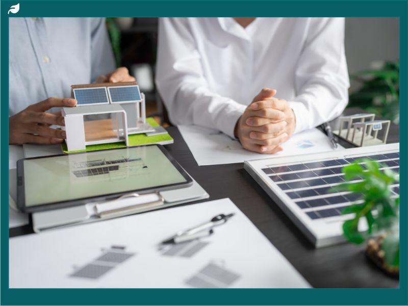 Architects reviewing solar panel models as Senate Republicans tackle energy tax credits for clean energy incentives.