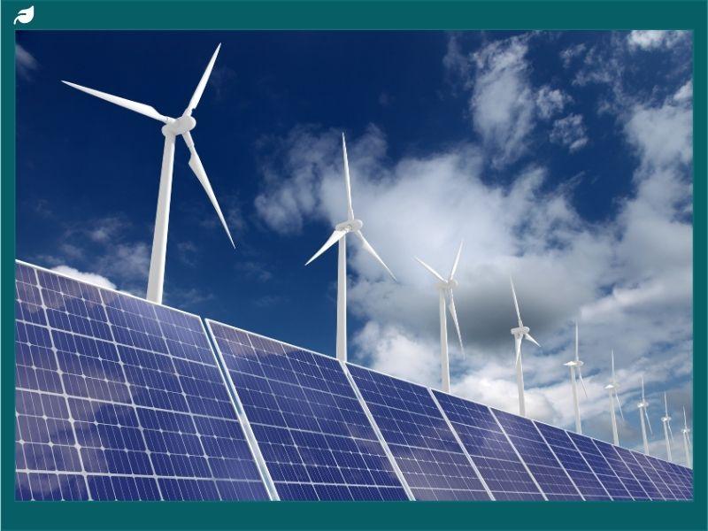Solar panels and wind turbines symbolizing clean energy alternatives to fracking, highlighting the environmental impact and future of energy production.
