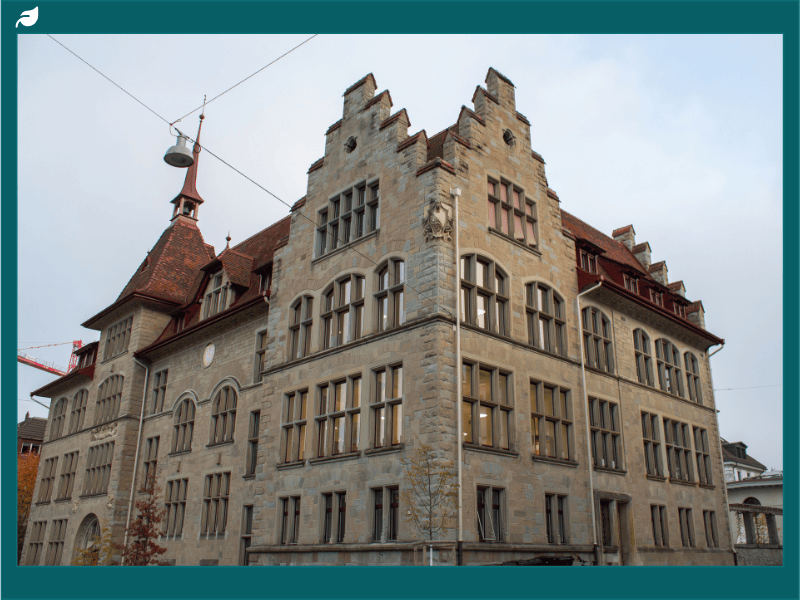 Exterior of the Lavater School Complex showing sustainable heritage renovation with restored historic features.