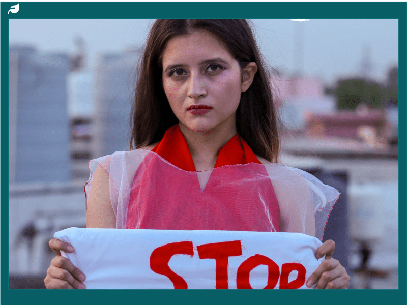 Stares, a sustainable fashion project by Muskan Mehan combining red and white fabrics to display the discomfort of the male gaze.