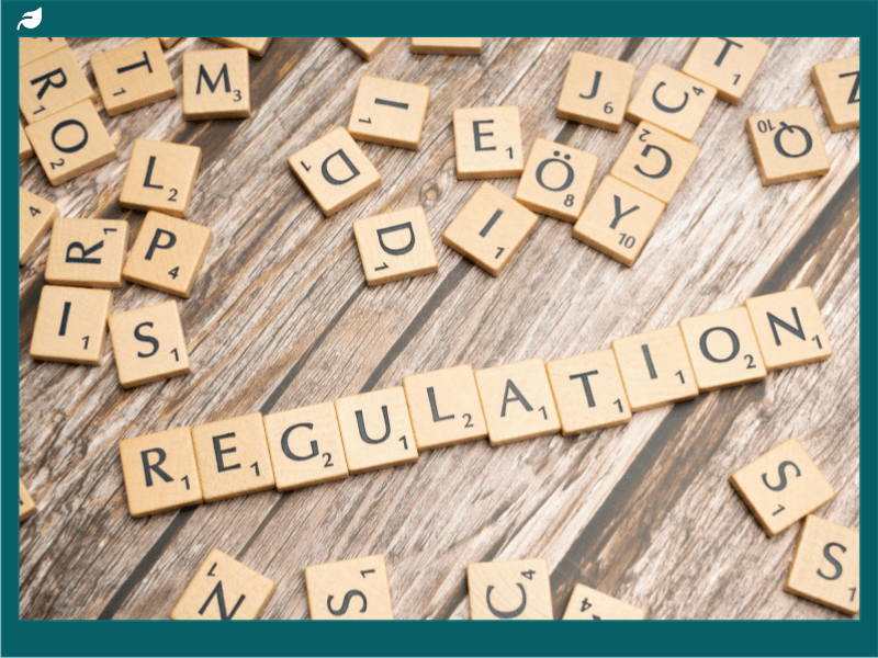 Stock image of scrabble letters that spell out the word regulation