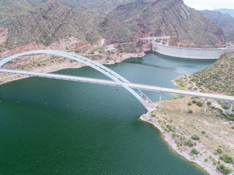 Roosevelt Lake Bridge and Roosevelt Dam on Arizona's Salt River