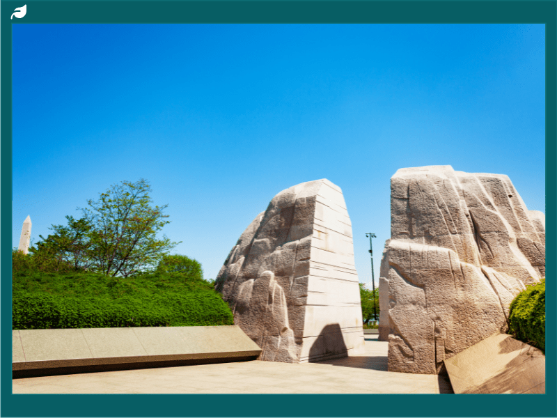 Split granite Mountain of Despair stones at MLK Memorial entrance