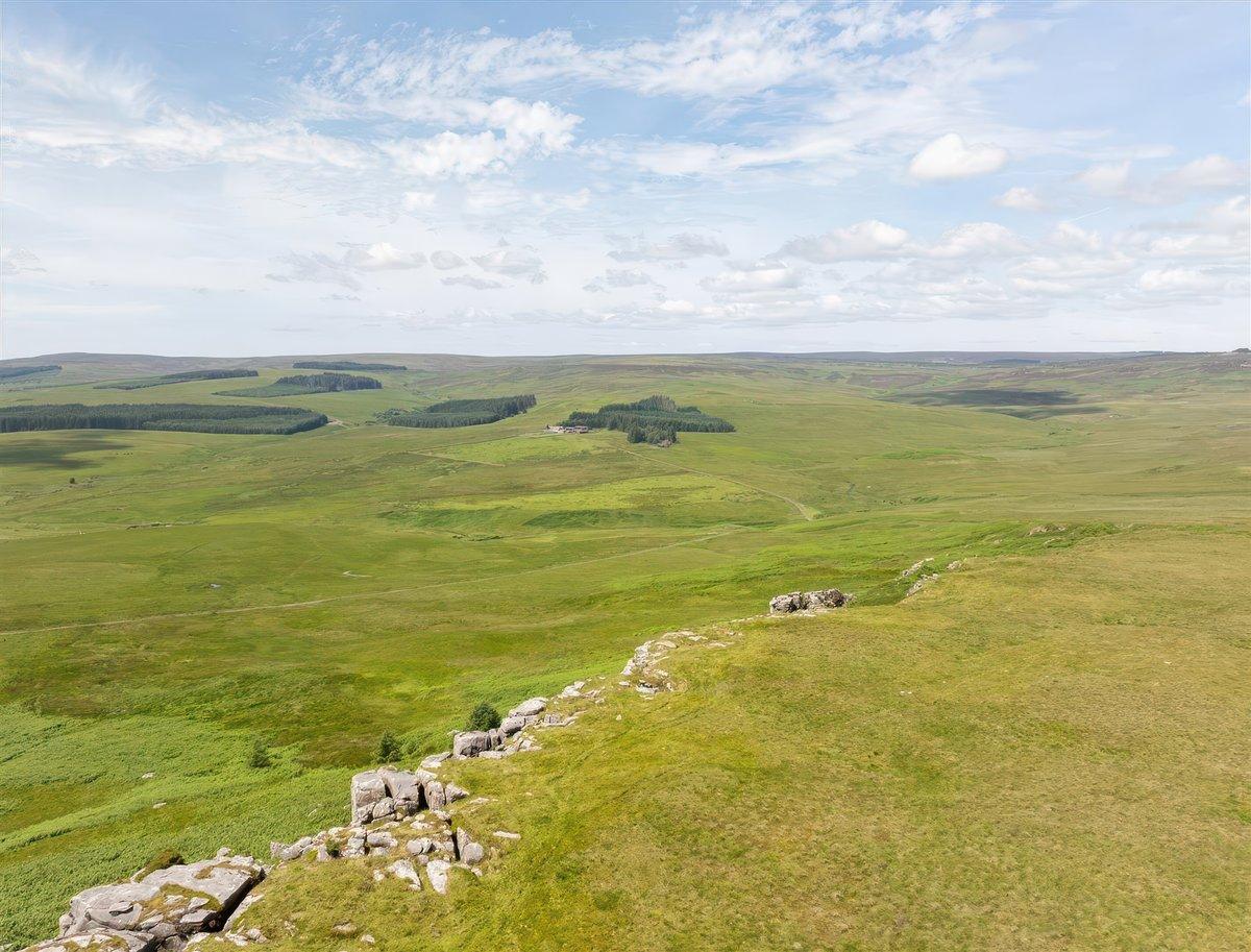 Open moorland and forestry blocks across the Emblehope and Burngrange Estate in Northumberland under a wide sky